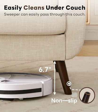 Tbfit 77.2" W Linen Sofa Couch, Mid Century Modern Decor Loveseat Couches for Living Room, Button Tufted Upholstered Small Couch for Bedroom, Solid, and Easy to Install Love Seats Furniture, Beige