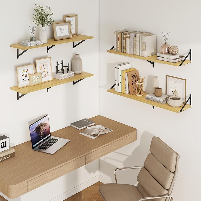 Axeman Deep Floating Shelves | 40 Inch Oak Wall Shelves Set of 2 | 10 Inch Deep Rustic Wood Shelves for Wall | 40'' W x 10''D Oak Shelves for Living Room Bathroom Kitchen