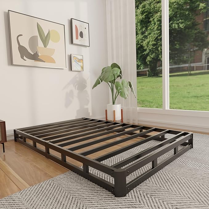 FMDMR Twin Box Spring 4 Inch - Low Profile Box Spring Twin, Heavy Duty Mattress Foundation Metal Bed Base with Fabric Cover, Noise Free, Easy Assembly, Non-Slip, 2500lbs Max
