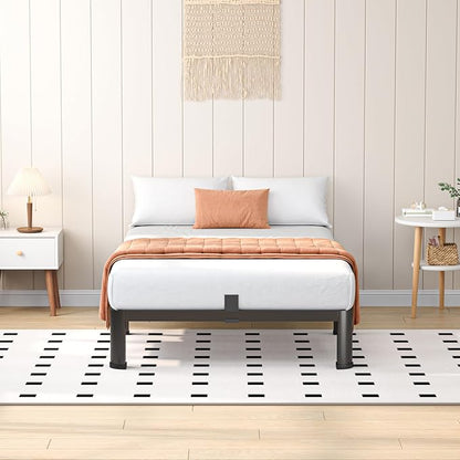VIPSHOW 10 Inch Twin Heavy Duty 3500 lbs Bed Frame with Round-Corner Legs & Anti-Squeak Design – Quick Assembly Metal Platform, No Box Spring Needed