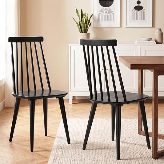 DUHOME Dining Chairs Set of 2 Wood Dining Room Chair Black Spindle Side Kitchen Room Country Farmhouse Chairs Black