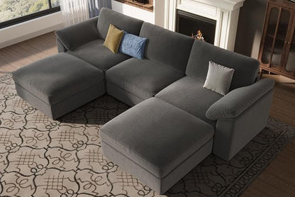 EASE MOOSE Oversized Modular Sectional Sofa, Extra Large U Shape Sectional Cloud Couch,Comfty Deep Modular Sofa with Ottoman for Living Room