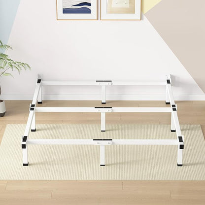 Superay Metal Bed Frame, 9-Leg Bed Base, 8 inches Support for Box Spring and Mattress Set, California King, Easy Assembly, White