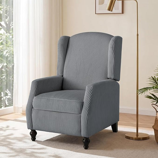 Wingback Recliner Chair with Massage and Heat, Tufted PU Leather Push Back Arm Chair for Living Room Vintage Recliner Chair with Remote Control, Padded Cushion, Backrest