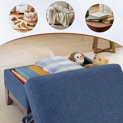 HAOMARKETS Modern 3 Piece Sofa Set with Rivets, Included Fabric Accent Chair, Loveseat 2-Seater Sofa and Upholstered 3-Seater Couches with Solid Wood Legs, Living Room Furniture Set,Blue