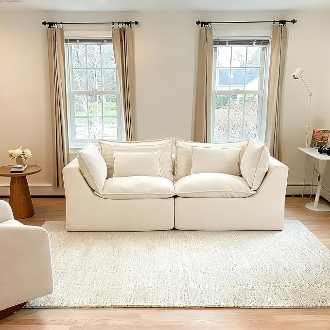 Boneless Couch Sectional Sofas Cloud Couches for Living Room | Loveseat Modular Modern Cloud Sofa with Pillows