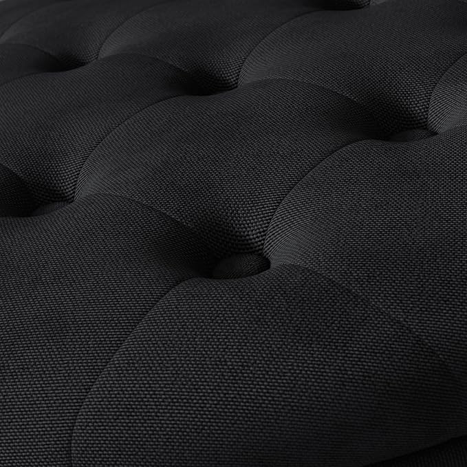 30 Inch Round Storage Ottoman,Modern Tufted Ottomans,Circular Coffee Table with Removable Top,Upholstered Large Ottoman with Storage Footrest Stool for Bedroom Living Room (Black)
