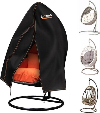 Enzeno Patio Egg Chair Covers Waterproof,75x45inch Egg Chair Cover with Zipper,420D Windproof Single Egg Swing Chair Covers,Outdoor Hanging Chair Cover Weatherproof,Black