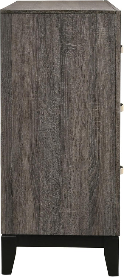 Coaster Home Furnishings - Watson - Wood - 6-Drawer Dresser with Curved Pull Handles, Groove Detailing, and Nickel Hardware - Bedroom - Gray Oak - 212423