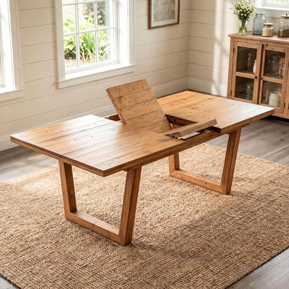 chairus 55"-71" Extendable Reclaimed Wood Dining Table with Butterfly Leaf | Hidden Butterfly Leaf Extends from 55" to 71", Reclaimed Pine Table, Seats 4-8, Sturdy U-shaped Wood Legs, Farmhouse Style