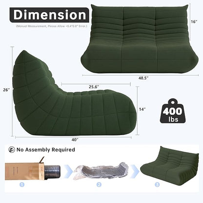 WHGBJA Bean Bag Chairs for Adults with Memory Foam Couch, Loveseat Sofa Chair for Bedroom, Living Room, Reading, Gaming Floor Sofa Couch, Boneless, Comfy