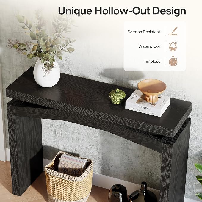 Tribesigns 40-Inch Console Table for Entryway, Farmhouse Sofa Console Behind Couch, Small Entry Table for Hallway, Foyer, Living Room, Black