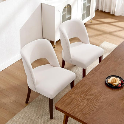Dining Chairs Set of 2,Modern Linen Dining Room Chairs with Thick Cushions,Upholstered Kitchen Dining Room Chairs for Dining Living Room Beige