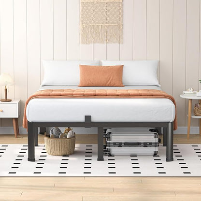 VIPSHOW 14 Inch Full Heavy Duty 3500 lbs Bed Frame with Round-Corner Legs & Anti-Squeak Design – Quick Assembly Metal Platform, No Box Spring Needed
