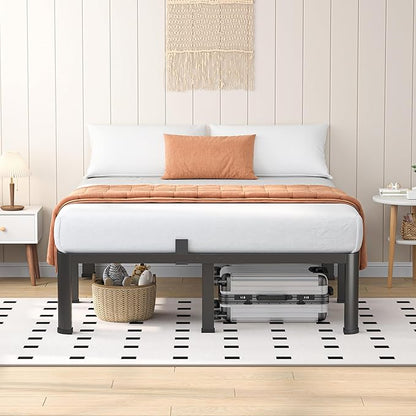 VIPSHOW 18 Inch Full Heavy Duty 3500 lbs Bed Frame with Round-Corner Legs & Anti-Squeak Design – Quick Assembly Metal Platform, No Box Spring Needed