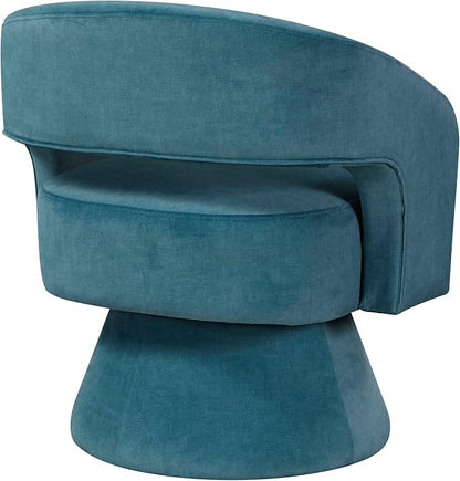Lexicon 360 Degree Swivel Accent Chair, Modern Comfy Velvet Round Barrel Chair, Open Back, Plush Foam Cushions, Metal Swivel Base for Living Room/Bedroom/Office/Small Spaces, Dark Teal