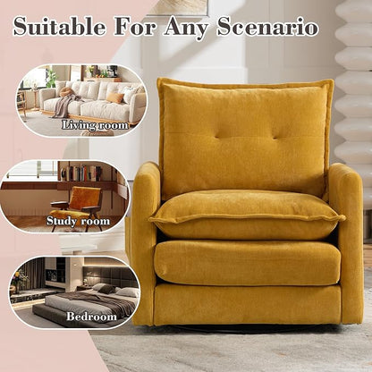 Swivel Accent Chair Set of 2, Modern Swivel Barrel Chair for Living Room, 360 Degree Comfy Square Accent Barrel Chair, Upholstered Sofa Armchair for Bedroom,Reading, Chenille, Mustard Yellow