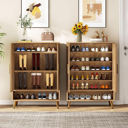 Tribesigns 6-Tier Shoe Cabinet with Doors (Light Brown)