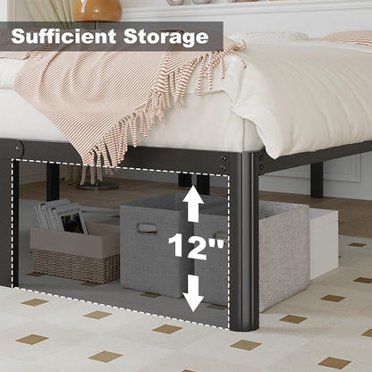 Yicensen 14 Inch King Bed Frame with Rounded Corner Legs No Box Spring Needed King Size Platform Bed Frame Heavy Duty, Easy Assembly, Noise Free, Black.