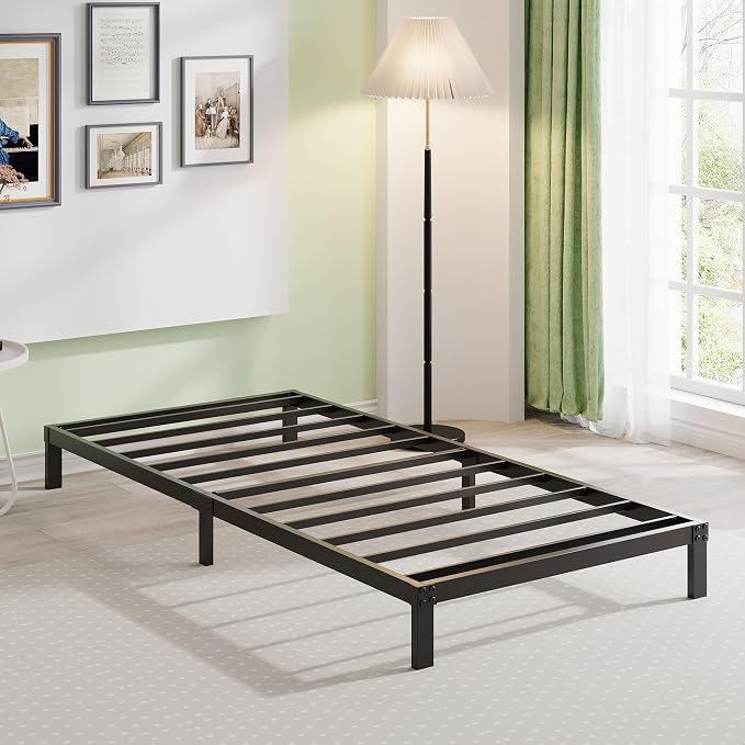 EMODA 6 Inch Twin XL Bed Frames No Box Spring Needed, Heavy Duty XL Twin Metal Platform Bed Frame, Noise Free, Easy Assembly, Black