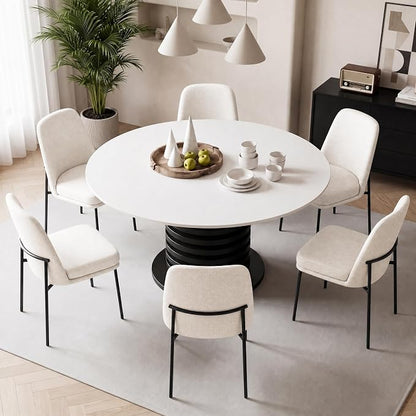 COLAMY Dining Chairs Set of 2, Modern Dining Chairs, Fabric Upholstered Dining Chairs, Kitchen Chairs with Curved Back and Metal Legs for Dining Room Kitchen Restaurant, Beige