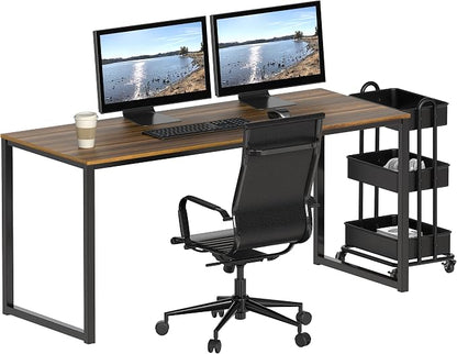 SHW Mission 55-Inch Home Office Computer Desk, Walnut