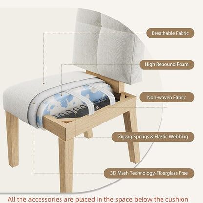 HOMRELEXA Wooden Dining Chairs Set of 2, Dining Room Chairs with Wood Legs, Cloud-Like Cushion & Reinforcement Structure Design for Kitchen/Living Room/Restaurant, Easy Assembly