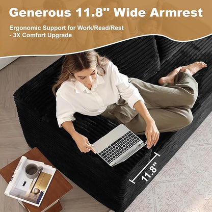 AUGOP 136" Sectional Couches for Living Room Modern Modular Sofa with L-Shape Couchs Upholstered Boneless Couch Deep Seat Sectional Couch with Chaise (Black, Right Facing Chaise+3Seaters)