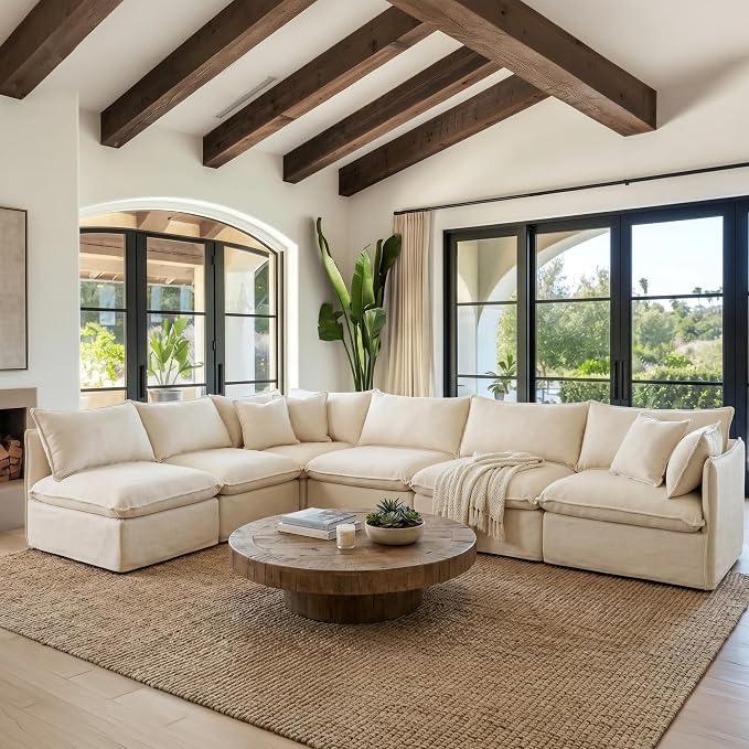 Cloud Modular Corner Sectional, Oversized Deep Seat Comfort, Luxe Chenille | Fully Removable Washable Covers, Memory Foam Seat Cushions, Premium Fabric