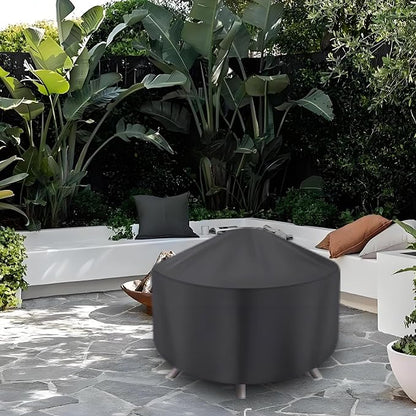 Round Fire Pit Cover for 30-36 Inch Firepit, Heavy Duty Outdoor Patio Fireplace Covers - Waterproof Dustproof Anti UV and Tear Resistant