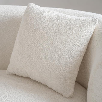 Acanva Formia Boucle Curved Sectional Sofa, 153" W Left Hand, White | Modular Couch, Modern Minimalist, Wood Frame, For Living Room, Apartment, Home Office