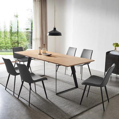 ZckyCine 63‑79 Inch Expandable Dining Set with 6 PU‑Leather Chairs, Wooden Tabletop for Large Dining‑Rooms and Banquet Spaces