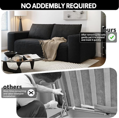 Settab 71" Loveseat Sofa,Modular Couch with Deep Seat Memory Foam,Comfy Small Cloud Couch for Small Spaces,No Assembly Sofa for Living Room Bedroom,Apartment,Black