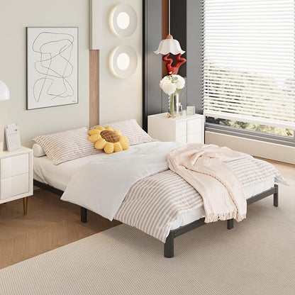 Yicensen 9 Inch California King Bed Frames with Rounded Corner Legs, Heavy Duty Cal King Metal Platform Bed Frame No Box Spring Needed, Easy Assembly, Noise Free, Black