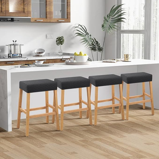 YISUN Stool Covers Rectangle - 4 Pack Stretch Waterproof Saddle Seat Cover Counter Bar Stools Bar Chairs Covers Kitchen Island Chairs Cushion Protector