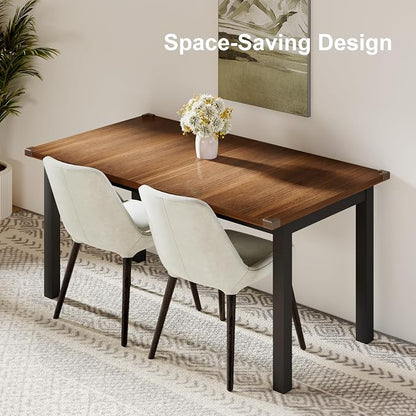 Feonase 63" Extendable Dining Table, Modern Farmhouse Dining Room Table for 4-8, Wooden Kitchen Table for Small Space, Dining Room, Home Office, Living Room Furniture, Walnut
