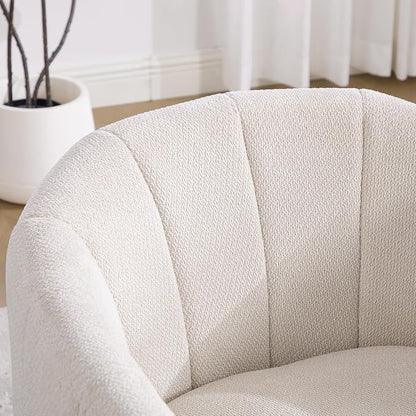 Swivel Barrel Chair, 360 Degree Round Swivel Accent Chair for Living Room, Mid Century Modern Upholstered Accent Chair,Comfy Tufted Sofa Armchairs for Bedroom,Nursery,Chenille,Beige