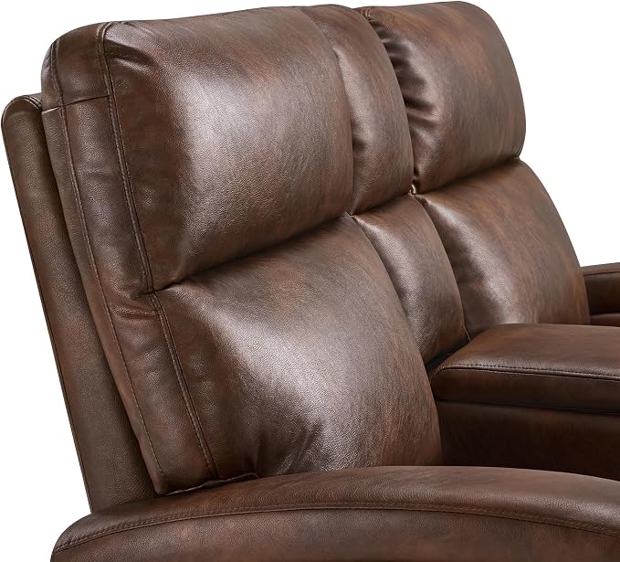 MCombo Zero Wall Recliner Loveseat, 2-Seat Power Wall Hugger Sofa with USB & Type-C Dual Ports, for Small Space Living Room RV, Faux Leather PR646 (Dark Brown, Loveseat with Console)