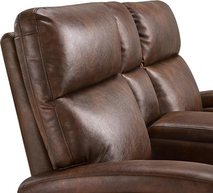 MCombo Zero Wall Recliner Loveseat, 2-Seat Power Wall Hugger Sofa with USB & Type-C Dual Ports, for Small Space Living Room RV, Faux Leather PR646 (Dark Brown, Loveseat with Console)