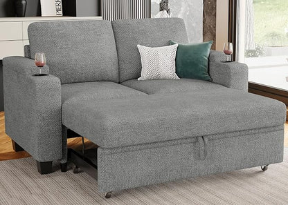 Belffin Modular Sectional Loveseat with Pullout Bed Sectional Sleeper Sofa with Pull Out Bed for Living Room.Light Grey