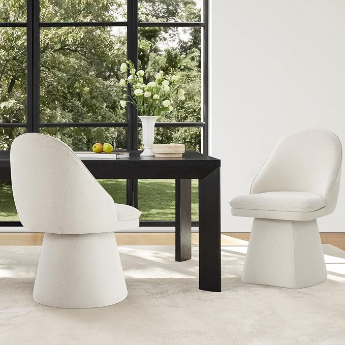 KISLOT Swivel Dining Chairs Modern Desk Chair Upholstered Linen Fabric Side Chair for Kitchen Dining Room Bedroom,Linen,4 Box