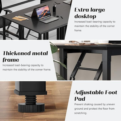 Need Office Computer Desk -35.8 L Sturdy and Heavy Duty Folding Laptop Table,Writing Table/Home Office Desk/Sewing Table, No Assembly Required, Black & Black Frame