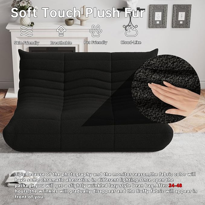 WHGBJA Bean Bag Chairs for Adults with Memory Foam Couch, Loveseat Sofa Chair for Bedroom, Living Room, Reading, Gaming Floor Sofa Couch, Boneless, Comfy