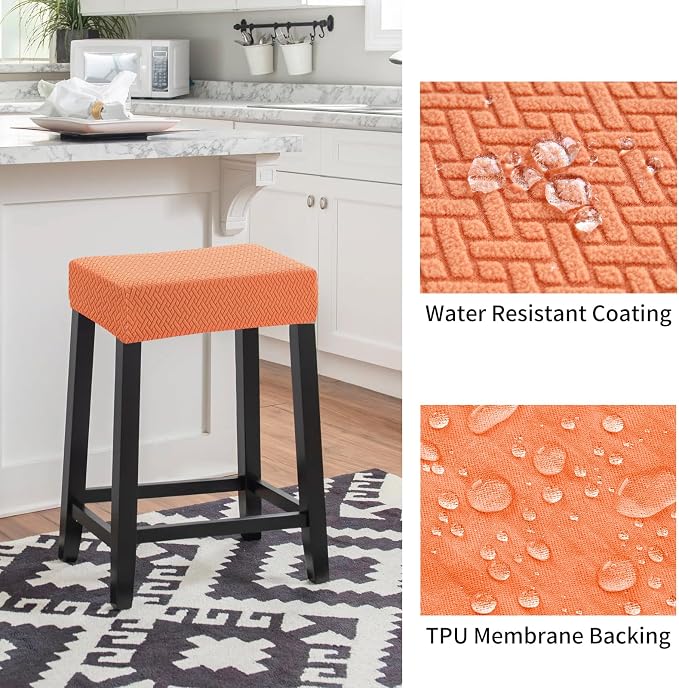 YISUN Stool Covers Rectangle - 4 Pack Stretch Waterproof Saddle Seat Cover Counter Bar Stools Bar Chairs Covers Kitchen Island Chairs Cushion Protector