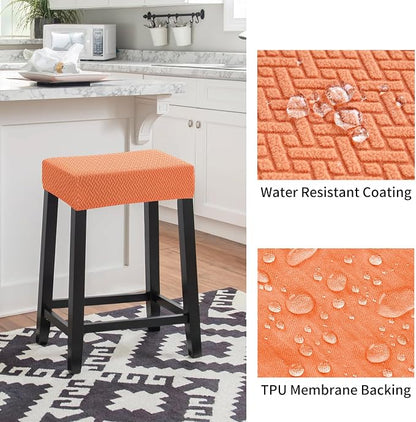 YISUN Stool Covers Rectangle - 4 Pack Stretch Waterproof Saddle Seat Cover Counter Bar Stools Bar Chairs Covers Kitchen Island Chairs Cushion Protector