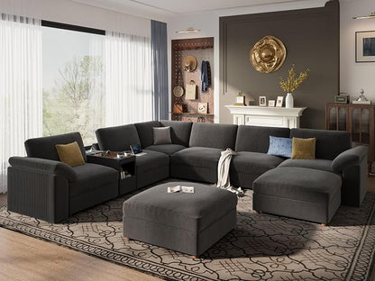 EASE MOOSE Sectional Modular Sofa, Oversized L Shape Sectional Couch Wide Deep seat Sectional Sofa Comfortable Grey Modular Sofa