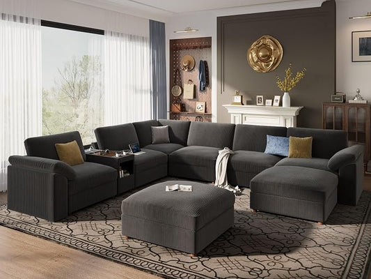 EASE MOOSE Sectional Modular Sofa, Oversized L Shape Sectional Couch Wide Deep seat Sectional Sofa Comfortable Grey Modular Sofa