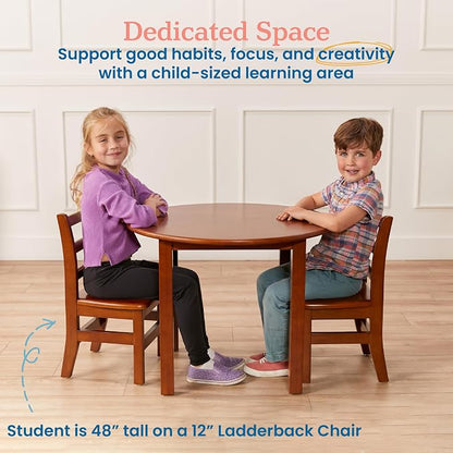ECR4Kids 30in x 30in Round Hardwood Table with 22in Legs, Childrens Furniture, Grey Wash