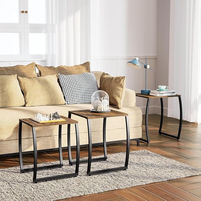 SRIWATANA Nesting Tables, Vintage Side End Tables Living Room, Coffee Snack Table Set of 3