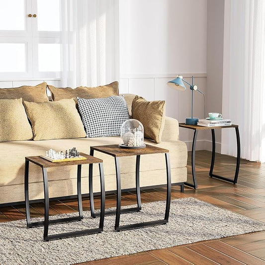 SRIWATANA Nesting Tables, Vintage Side End Tables Living Room, Coffee Snack Table Set of 3